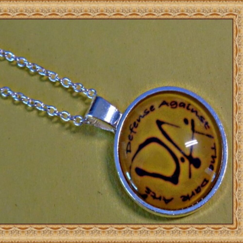 Silver Tone Harry Potter Design Defense Against The Dark Arts Theme Necklace